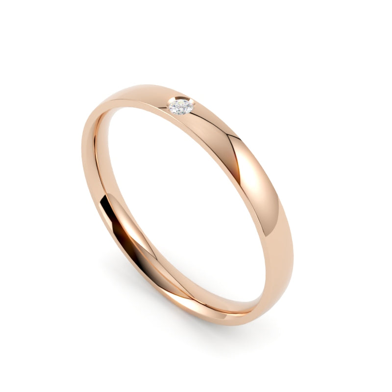 Półokrągła obrączka ze złota 750 z brylantem 0,02 ct w różowym złocie GOLDPORT Jubiler Szczecin
